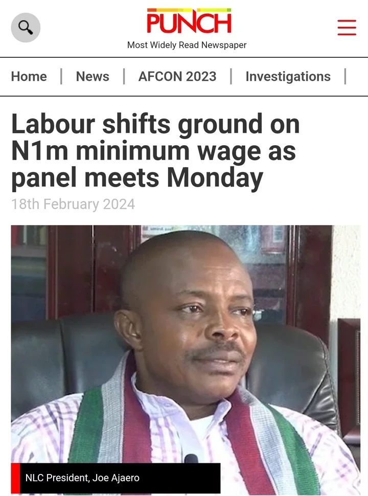 Today's Headlines:Labour shifts ground on N1m minimum wage as panel meets Monday, Portable cries out over studio robbery