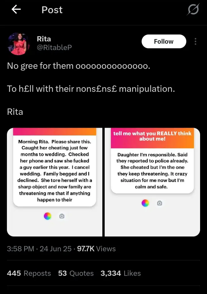 Man cries out as fiancée's family set to arrest him after he caught her cheating and canceled the wedding