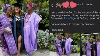 Mother hails herself and husband as daughter graduates, she reacts