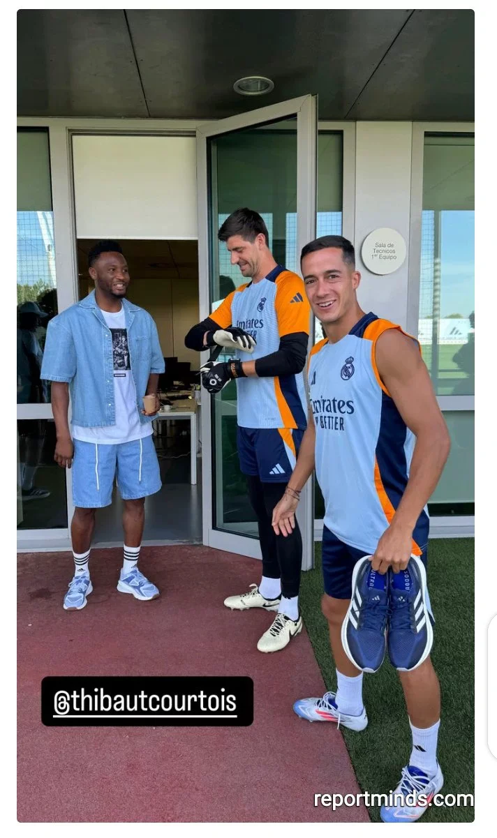 Mikel Obi Visits Real Madrid's Training Complex, Meets with Modric, Courtois, and Ancelotti (Photos)