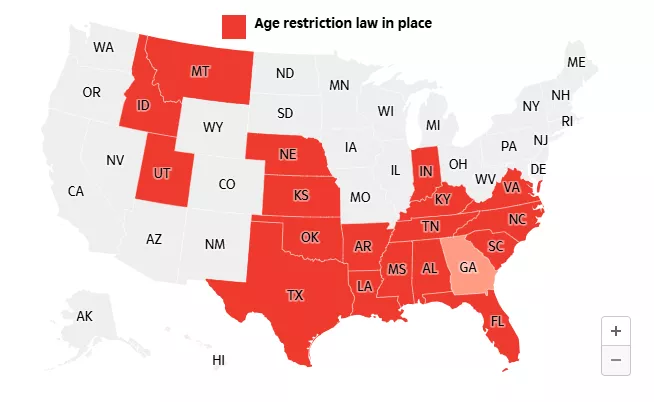 This US map reveals a third of US states have porn bans in place