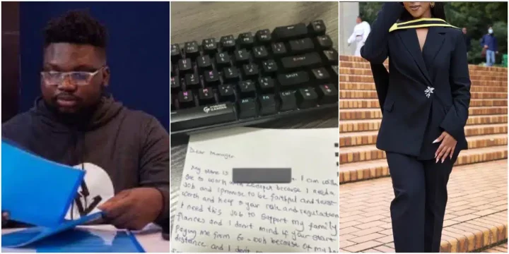 "This is shameful" - Man leaks shocking application letter received from female graduate seeking employment at his company