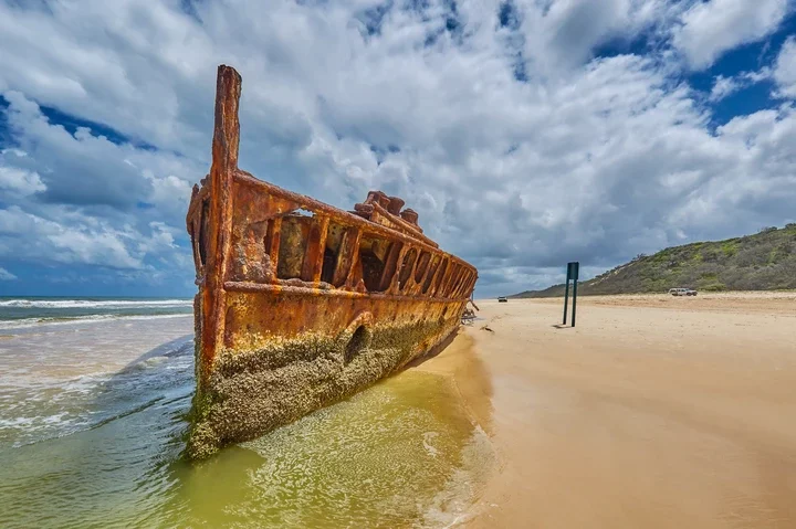 The ruins of the SS Maheno is one the most popular tourist attractions on K'Gari Island