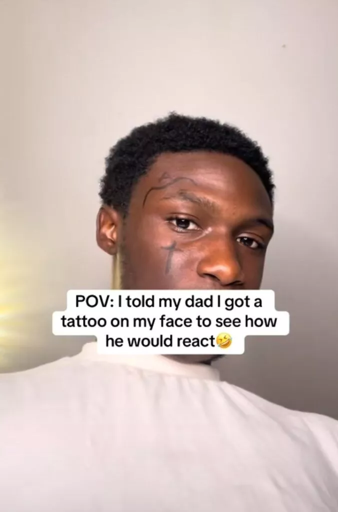 Drama as son pranks dad with fake tattoo, his reaction trends