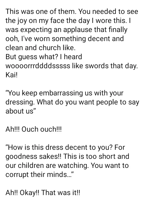 I have never felt so much rejection in my life.  - Nigerian lady narrates how she was slut-shamed in church for wearing an 