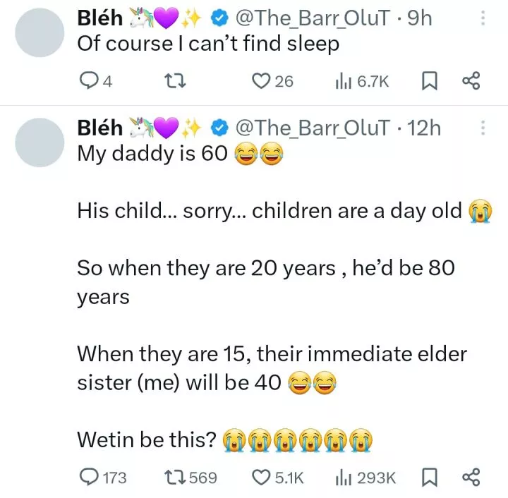 "Wetin be this?" Lawyer says as she reveals her 60-year-old dad just welcomed twins