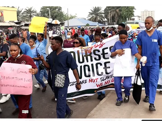 Japa: You can't prevent us from relocating - Nurses protest NMCN's certificate verification (Video)