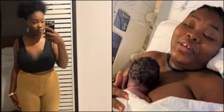 'You got charged instead' - Lady welcomes baby after going to her neighbor's place to charge