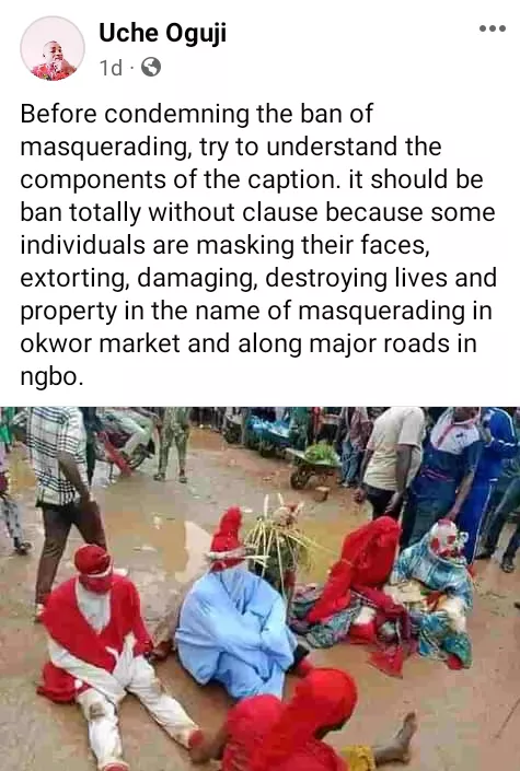 Six masquerades arrested for allegedly beating people in Ebonyi market