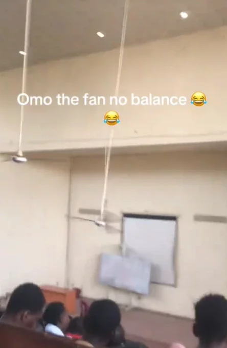 'The fan dey choose where e wan land' - Student Fɘars for Safety as Ceiling Fan Swings Sideways (WATCH)