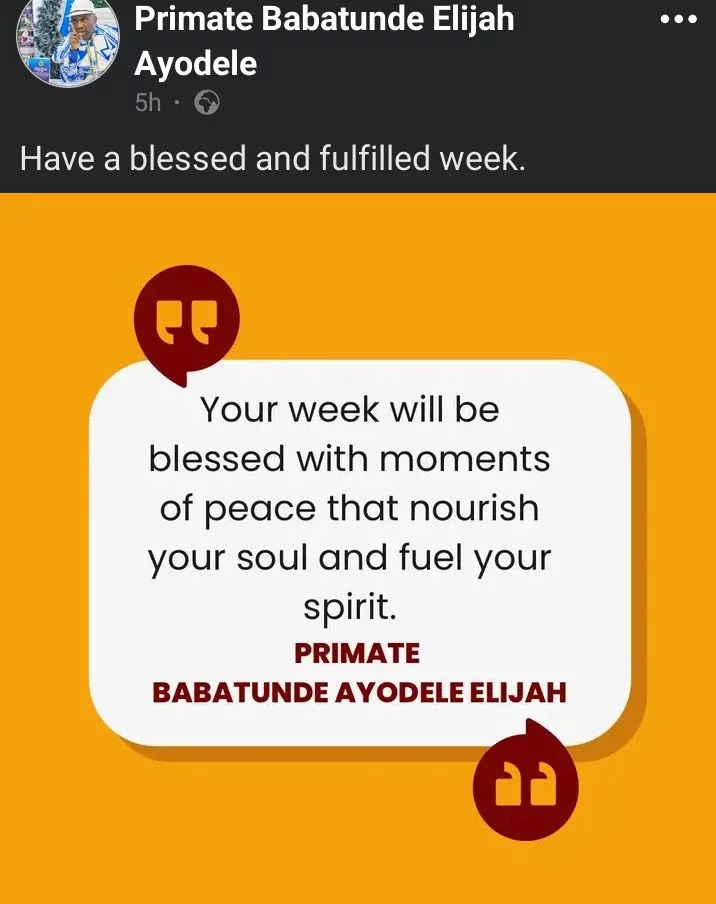 Primate Elijah Ayodele Drops a New Prophetic Prayer for the New Week