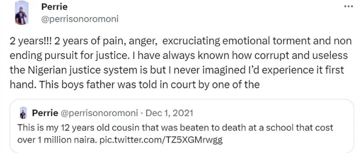 '2 years and no justice, The boy's father was told by one of the accused's uncle to forget about the case' - Relative of late Sylvester Oromoni speaks