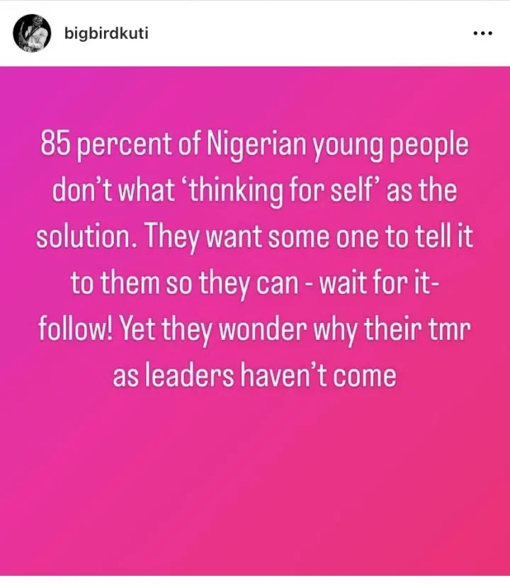 What 85% Nigerian youths lack - Seun Kuti opines