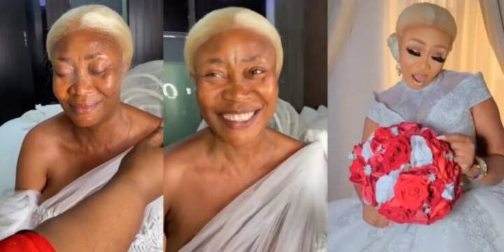 "Definitely not the same person" - Mixed reactions trail bride's shocking transformation after being glammed up (video)