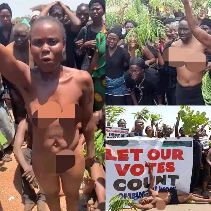 Video emerges of naked Nasarawa women protesting the result of the governorship election (videos)