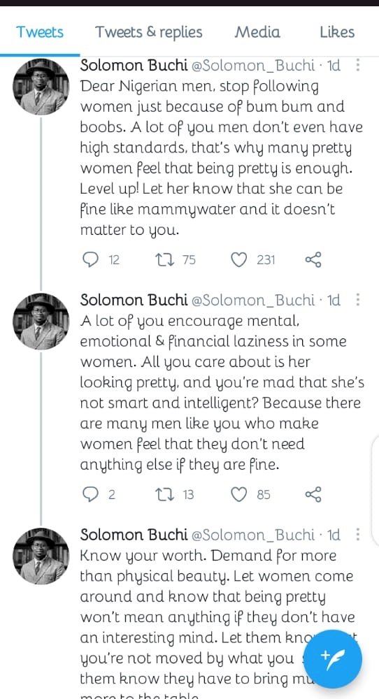 'Stop following women because of bumbum and boobs' - Solomon Buchi advises men