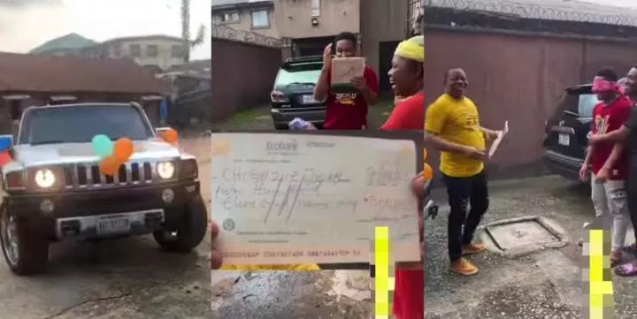 Nigerian father buys son a Hummer jeep, gifts him N500k cash for graduating with first class [Video]