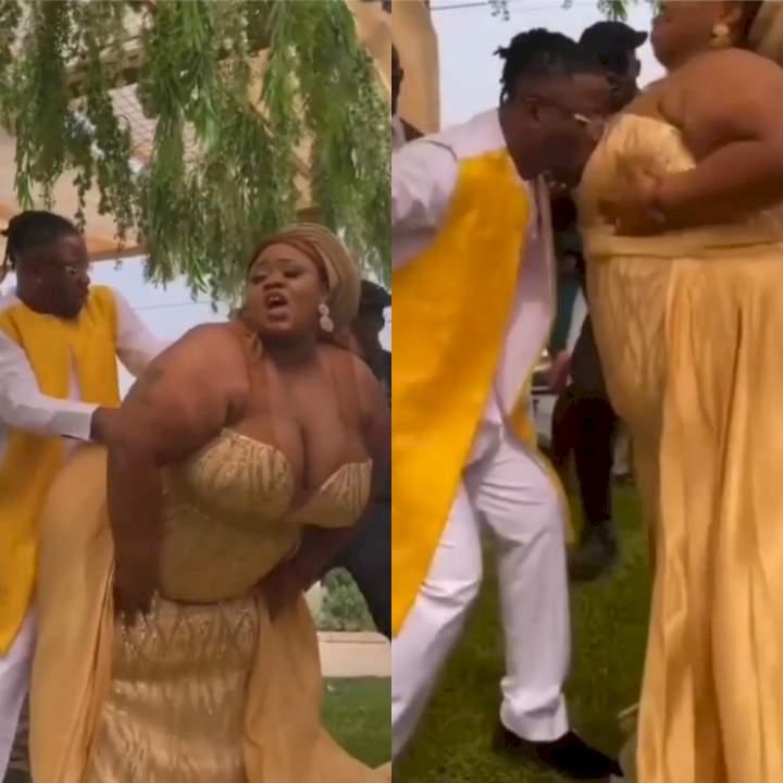 Viewers stunned as Ghanian couple engage in sexually-charged dance at their wedding (video)