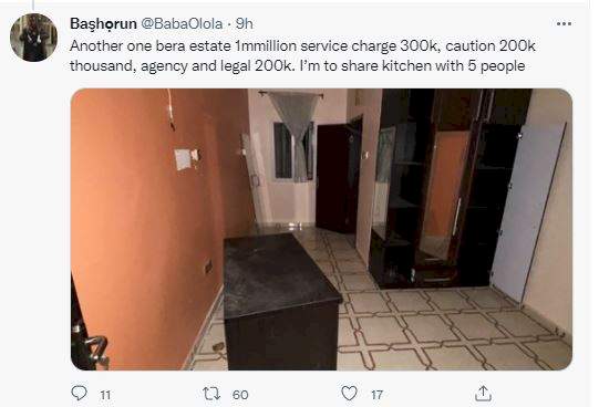 Man laments over condition of house he was asked to pay N600k for in Victoria Island, Lagos