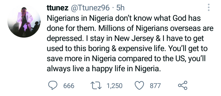 'You'll always live a happy life in Nigeria, compared to America' - U.S-based DJ, Ttunez