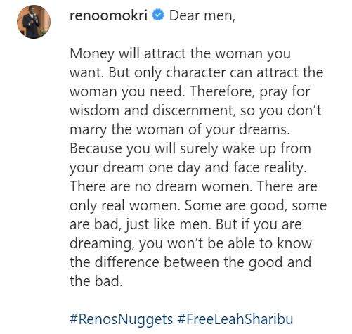 'Money will attract the woman of your dreams but not a real woman' - Reno Omokri