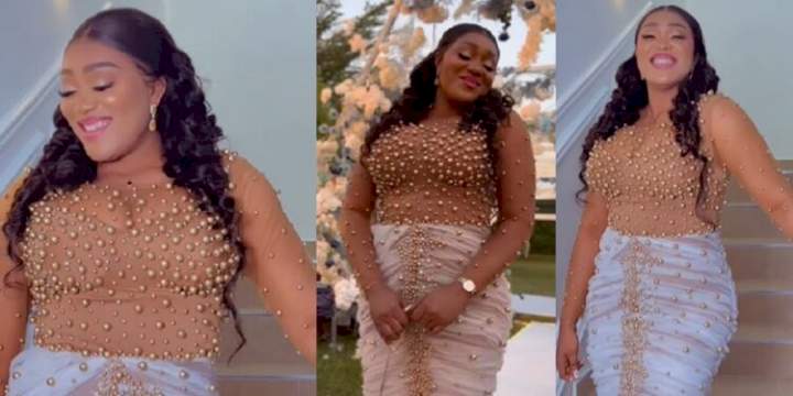 "This is wrong" - Eagle-eyed netizens drag actress, Peggy Ovire for stepping out without her wedding ring in new video (Watch)