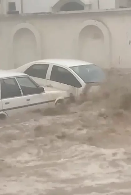 Cars swept away following flood in Saudi Arabia after king prayed for rain to end dry spells