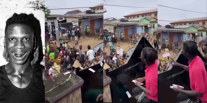 Mixed reactions as Seyi Vibez throws money at fans (Video)