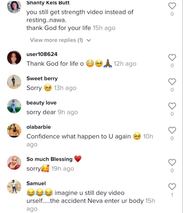 'You still dey do video' - Reactions as woman films herself crying after getting involved in a bloody accident