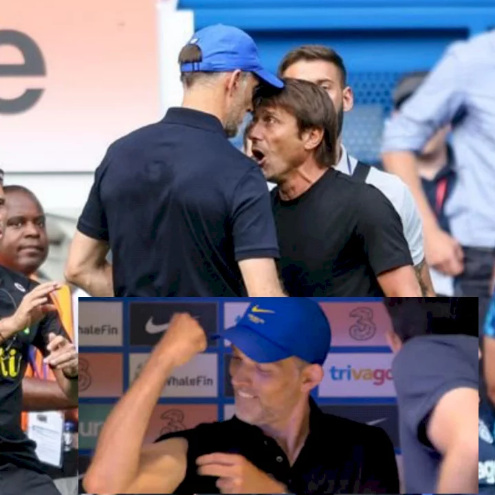 'Luckily I didn't see you ' - Tottenham Coach, Antonio Conte says he would have tripped Thomas Tuchel up as the Chelsea coach ran past him following their second goal (videos)