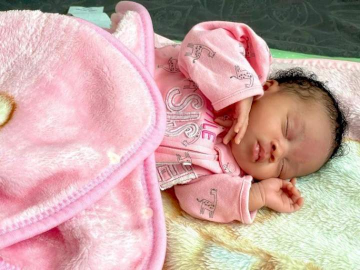 'Say hello to my beautiful bunny' - Uche Ogbodo says as she reveals baby's face for the first time