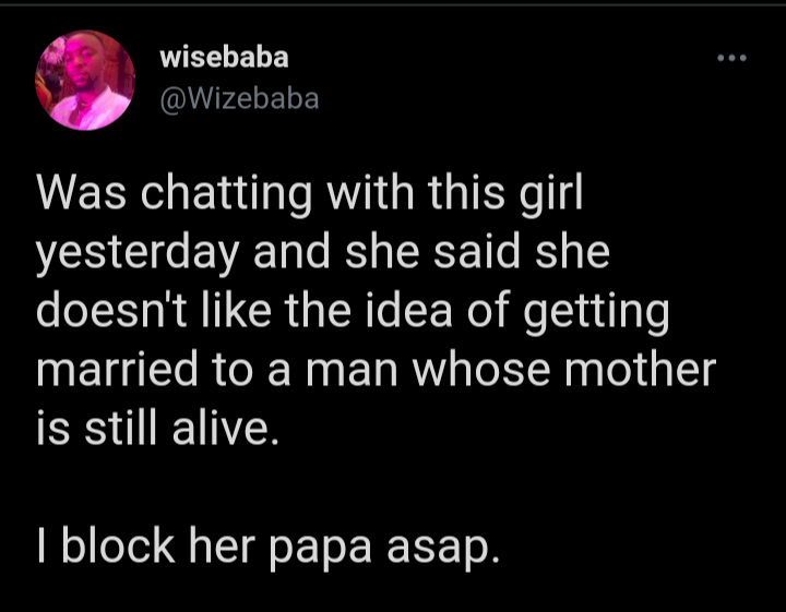 Nigerian man discloses what he did after a lady told him she can't marry a man whose mother is alive
