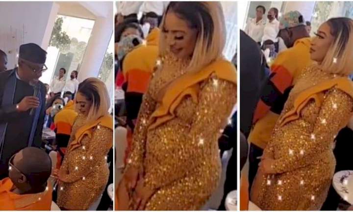 Mixed reactions over Tonto Dikeh's protruding stomach in new video
