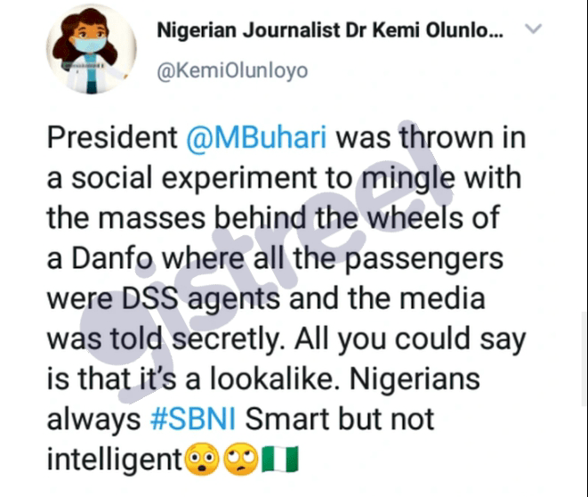 New report claims it was Buhari who entered a Danfo Bus, not his look-alike
