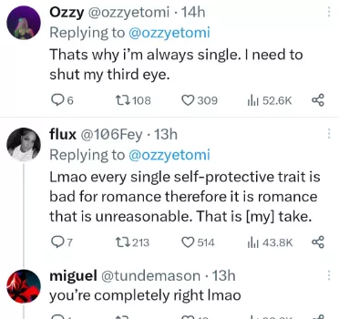 "Self-respect is bad for romance" Twitter users explain how refusing to be a "mumu" has kept them single