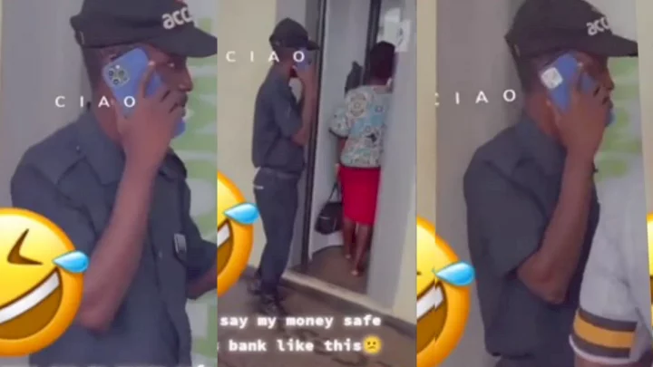 "Sure say my money safe like this?" - Customer expresses worry as bank security guard is spotted using iPhone 14 Pro Max (Video)