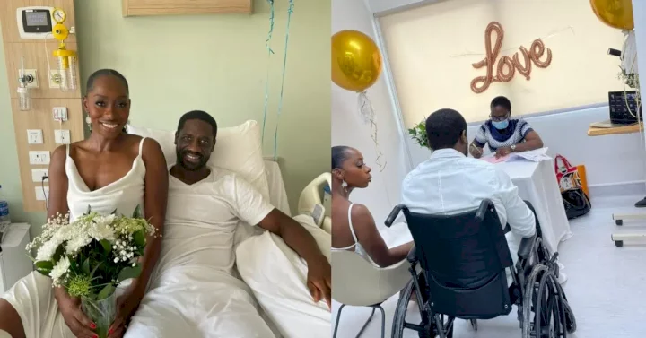 The couple tie the knot at Lagos hospital despite health setbacks