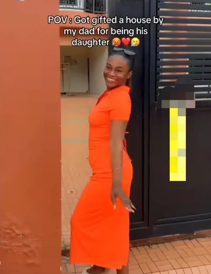 'Is it daddy or sugar daddy?' Netizens kick as lady shows off mansion her 'daddy' gifted her (Video)