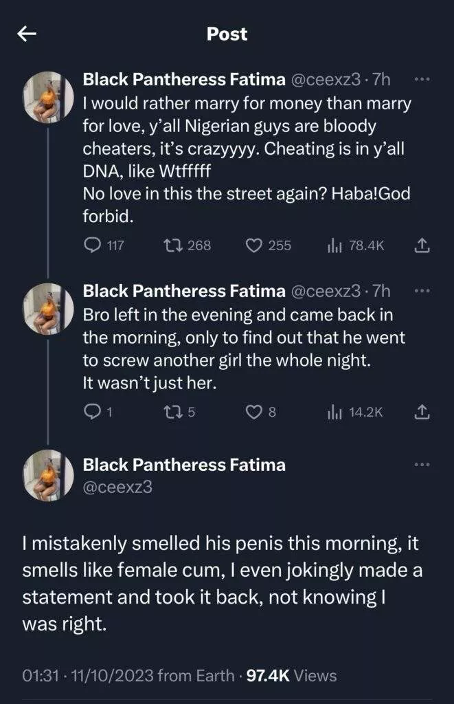 Lady goes on ranting spree, laments her boyfriend's cheating