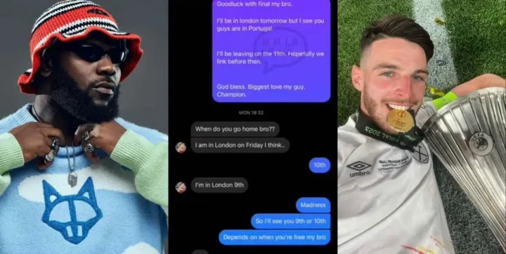 Odumodublvck leaks chat with West Ham captain, Declan Rice, as he's set to host him in London