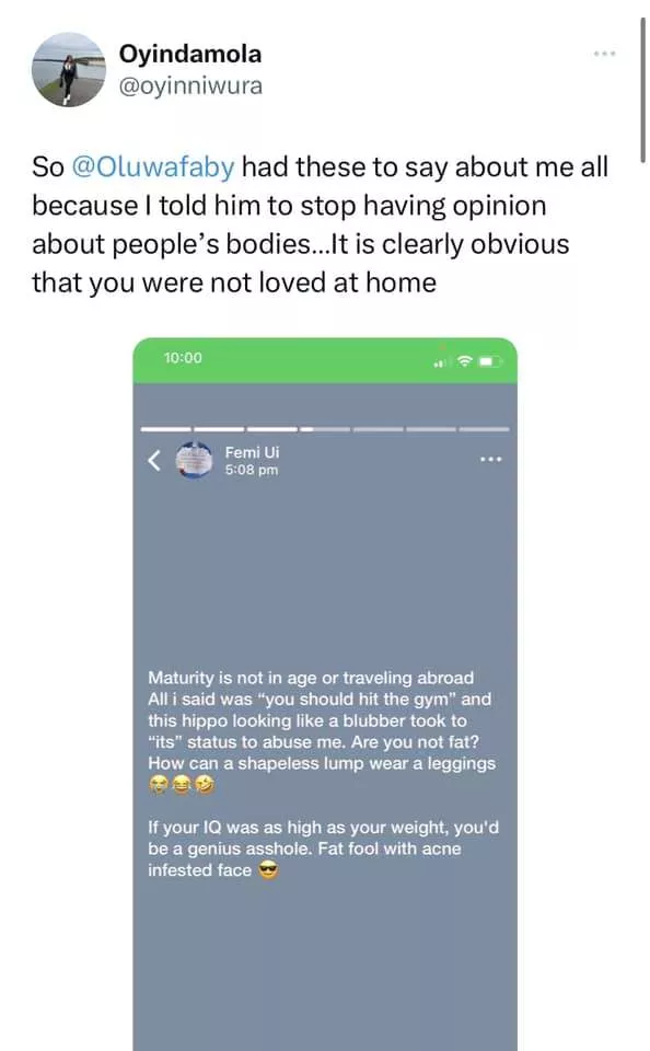 Nigerian lady calls out schoolmate who body-shamed her