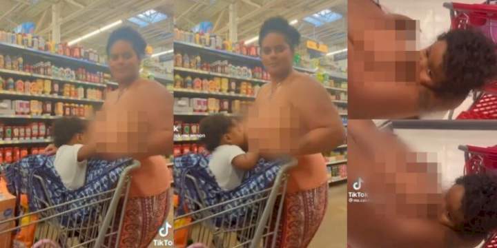 Nursing mother causes a stir online over the way she breastfeeds her baby in public (video)