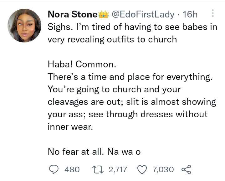 Lady laments about bold girls that expose their cleavages and more in church