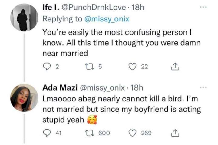 Lady in a relationship shoots her shot at another man then gives shocking reply when reminded she has a boyfriend