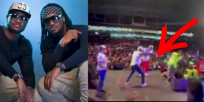 "You could have injured him badly!" - P-Square slammed for pushing a fan off stage during a concert in Equatorial Guinea (Video)