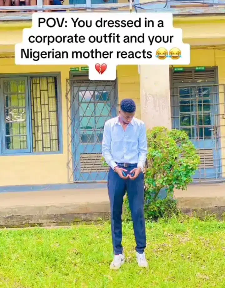 'You look cute and responsible' - Mom lavishes praise on her 'Pablo' son for dressing corporate