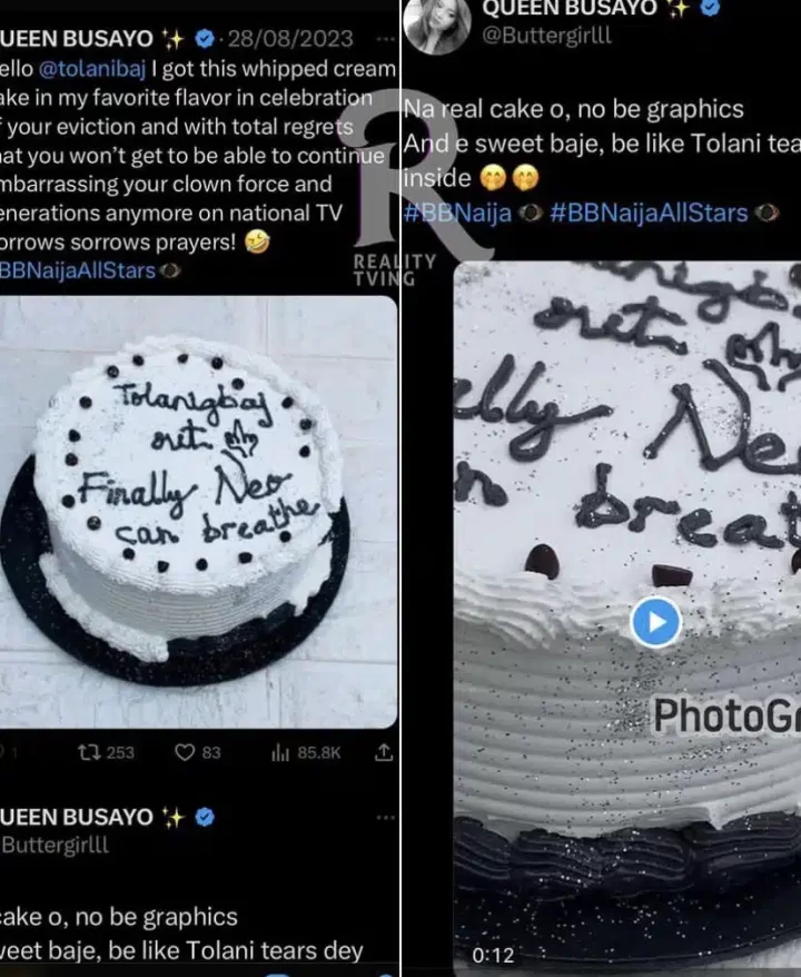 NeoEnergy reveals female handler who sent 'finally NEO can breath' cake to Tolanibaj after her eviction