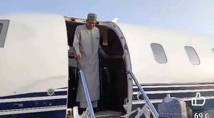 Former President Buhari Returns to Nigeria After Defending Country in $2.3bn Arbitration Case [Photo]