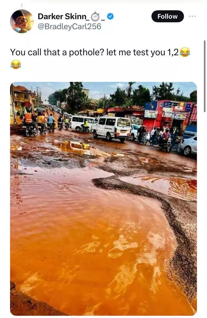 Nigerian potholes feeling jealous - Social media users react to trending photo of UK Prime Minister and his cabinet members posing in front of a pothole troubling their country