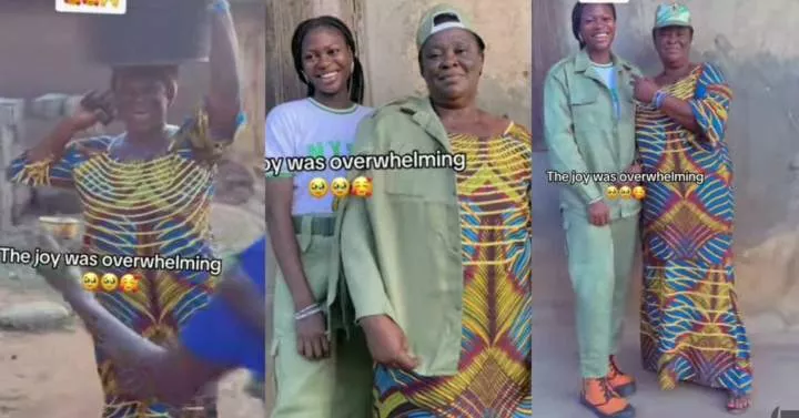 "Rich man pikin no go understand" - Mother overjoyed as she sees daughter returning home after NYSC